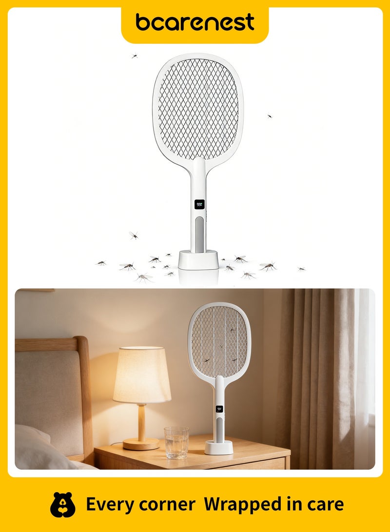 Bcarenest Electric Mosquito Bat Zapper with UV Lamp, 2-in-1 Swatter & Mosquito Killer, 1200mAh Battery, Inductive Charging Dock - Image 1